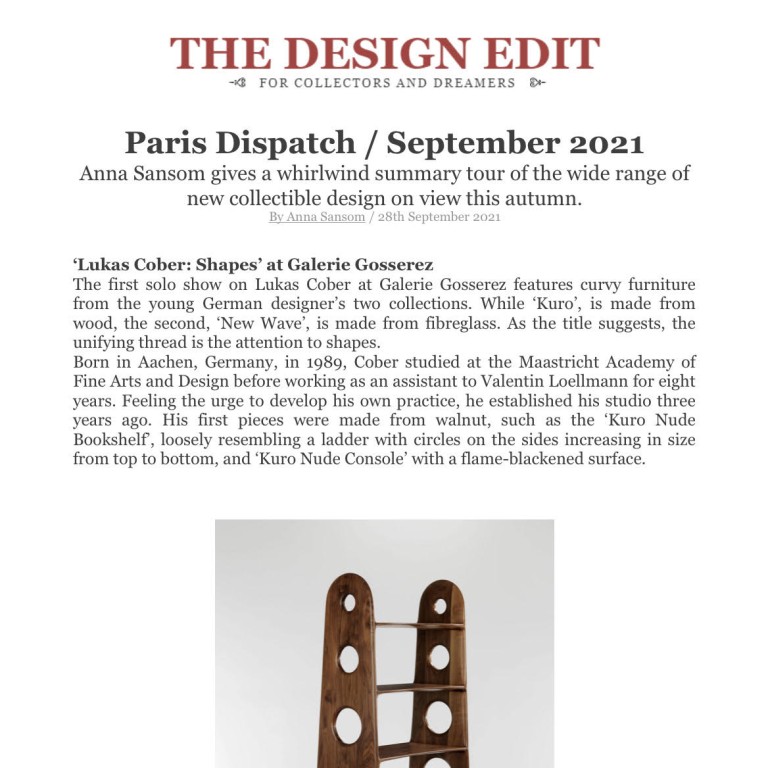 THE DESIGN EDIT  - Paris Dispatch / September 2021 Anna Sansom gives a whirlwind summary tour of the wide range of new collectible design on view this autumn.